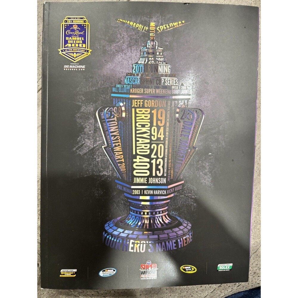 2013 Brickyard 400 NASCAR Official Race Program Racing Indianapolis Speedway